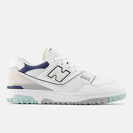 New Balance 550 - White with Winter Fog and NB Navy