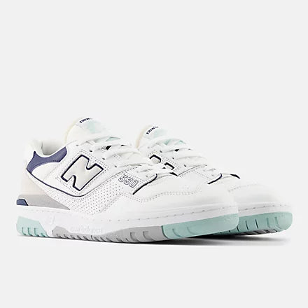 New Balance 550 - White with Winter Fog and NB Navy